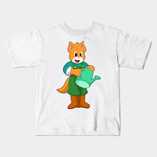 Cat as Farmer with Watering can Kids T-Shirt